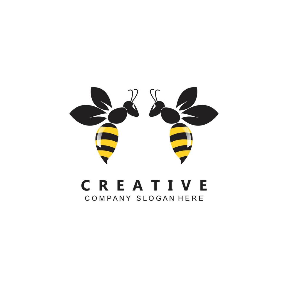 simple yellow honey bee free icon vector logo