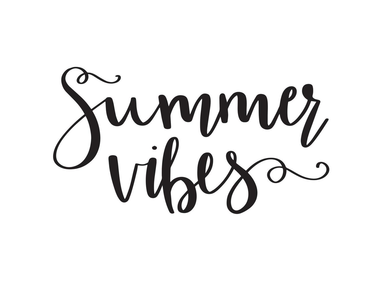 Summer Vibes Phrase Brush lettering composition. Vector illustration.