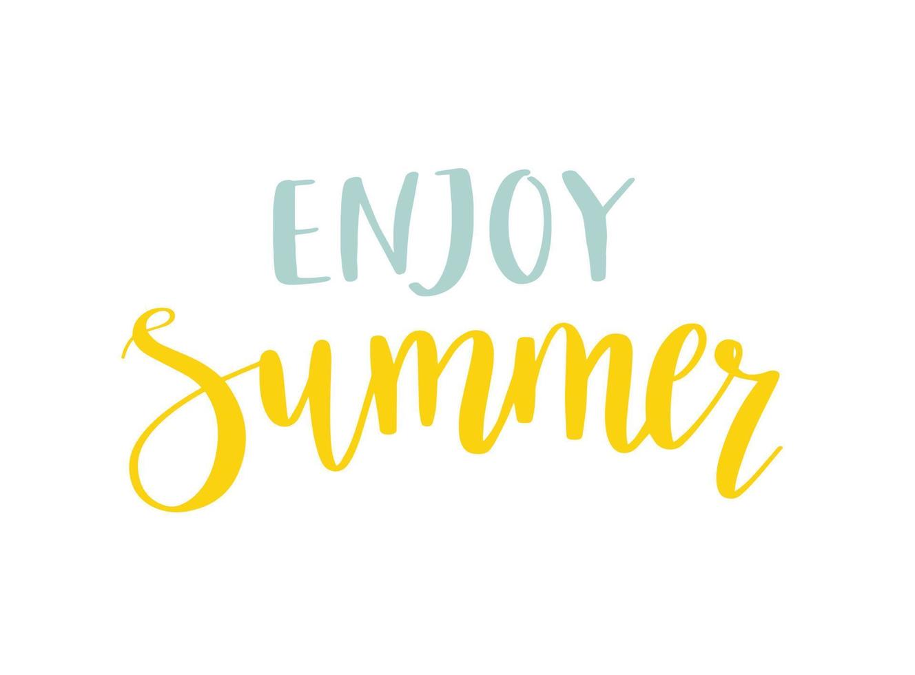 Enjoy Summer Phrase Brush lettering composition. Vector illustration.