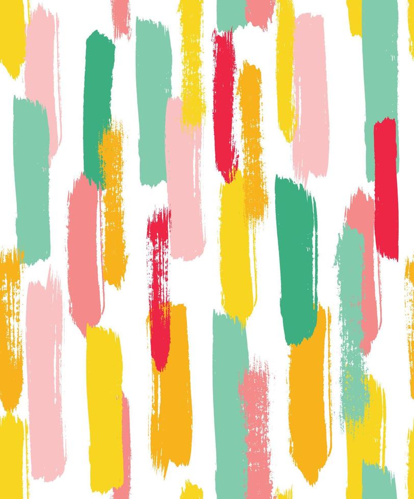 patrón vectorial abstracto con pinceladas pintadas a mano y textura. colorido fondo transparente en colores brillantes. diseño de estampado de moda en rosa, amarillo, verde y rojo.negro. vector