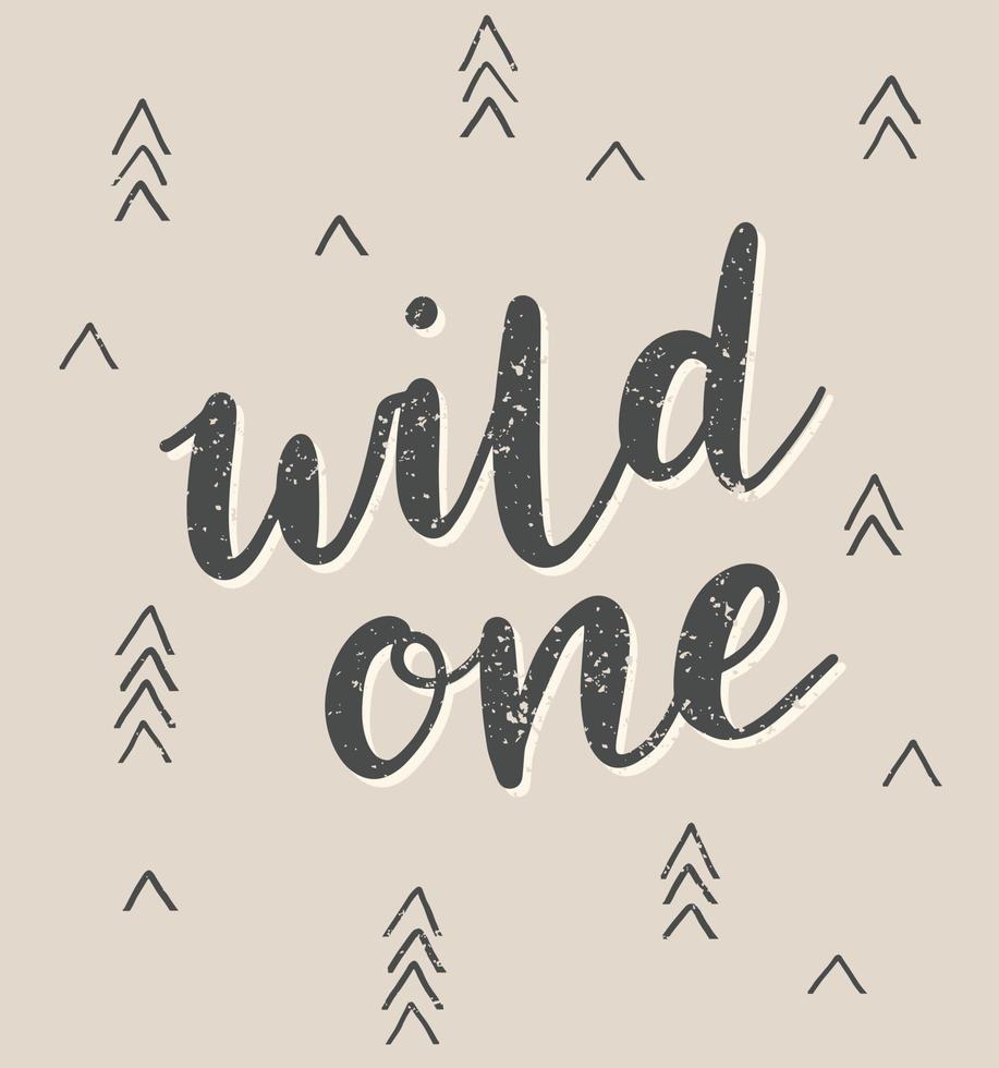 Wild one brush calligraphy with triangles, arrows pattern. Tribal design element for posters, wall art, fashion. vector