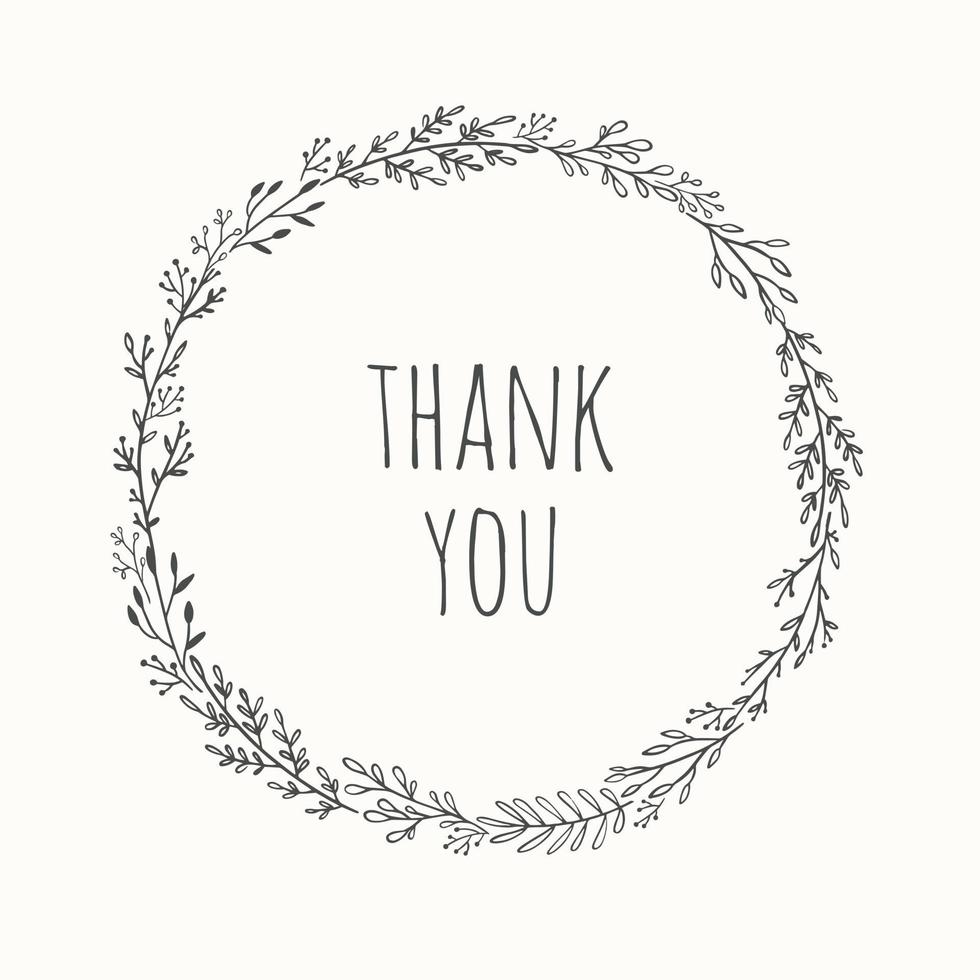 Hand drawn wreath illustration. Vintage botanical design element. Thank you card. vector