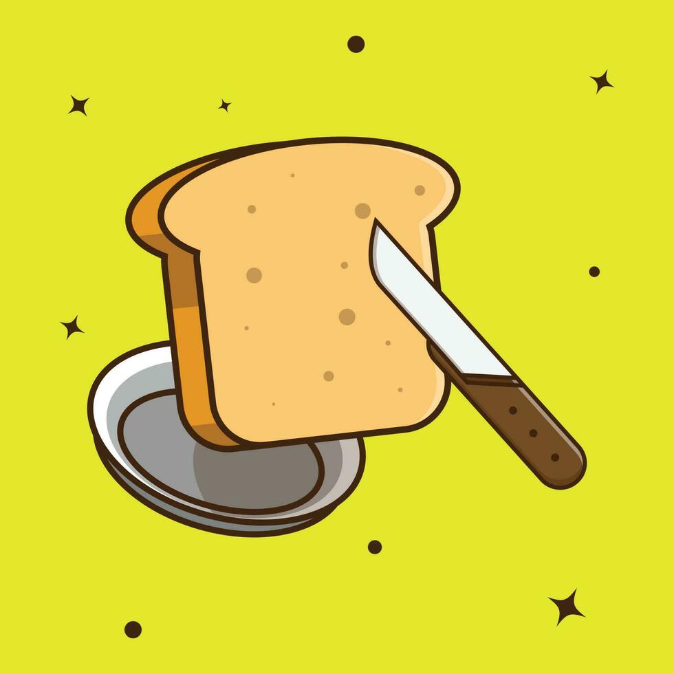 Vector icon illustration of bread sliced  by a knife. Food Concept. Isolated premium design.