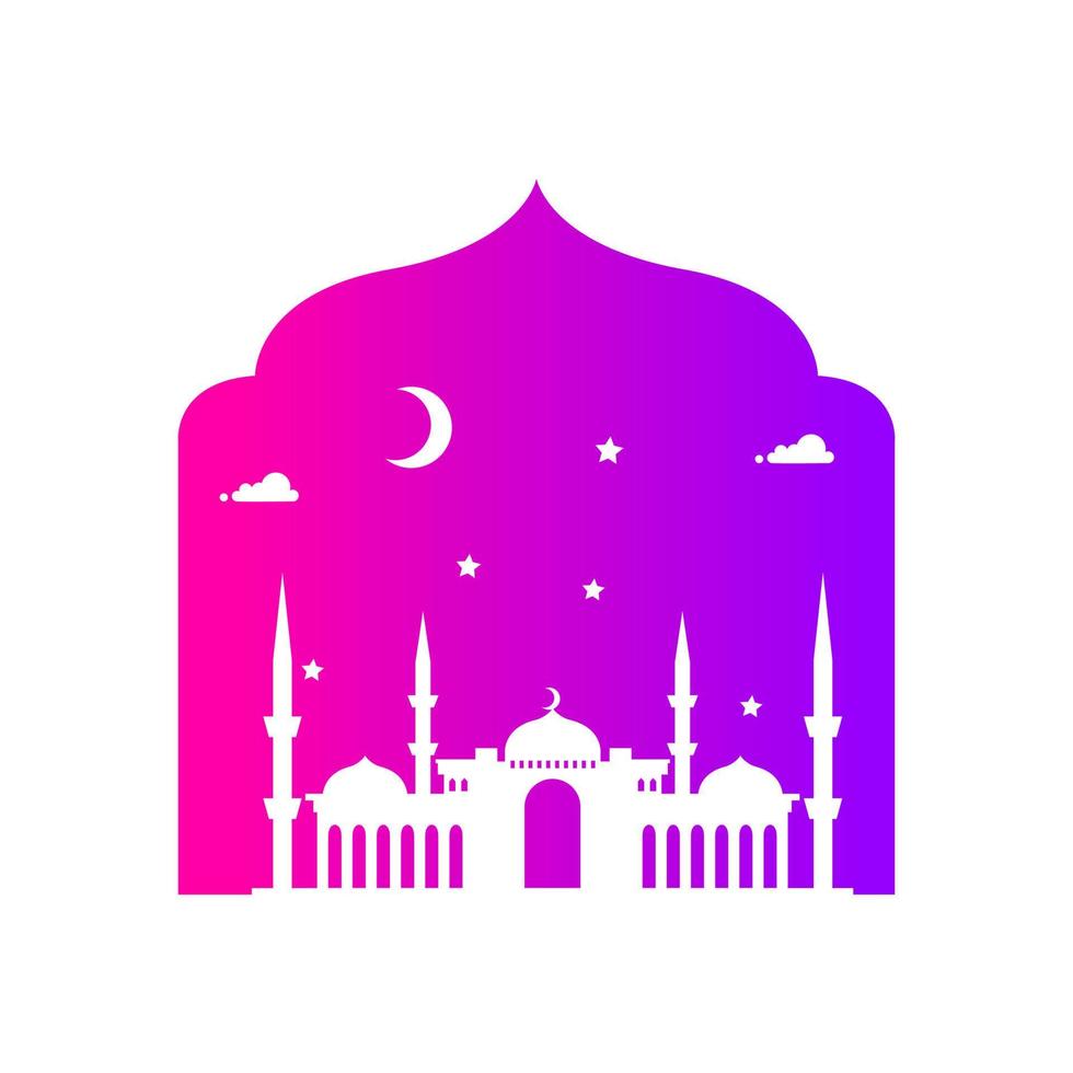 mezquita de ramadán azul púrpura diseño vectorial simple vector