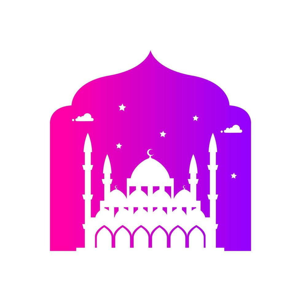 Ramadan mosque blue purple simple vector design