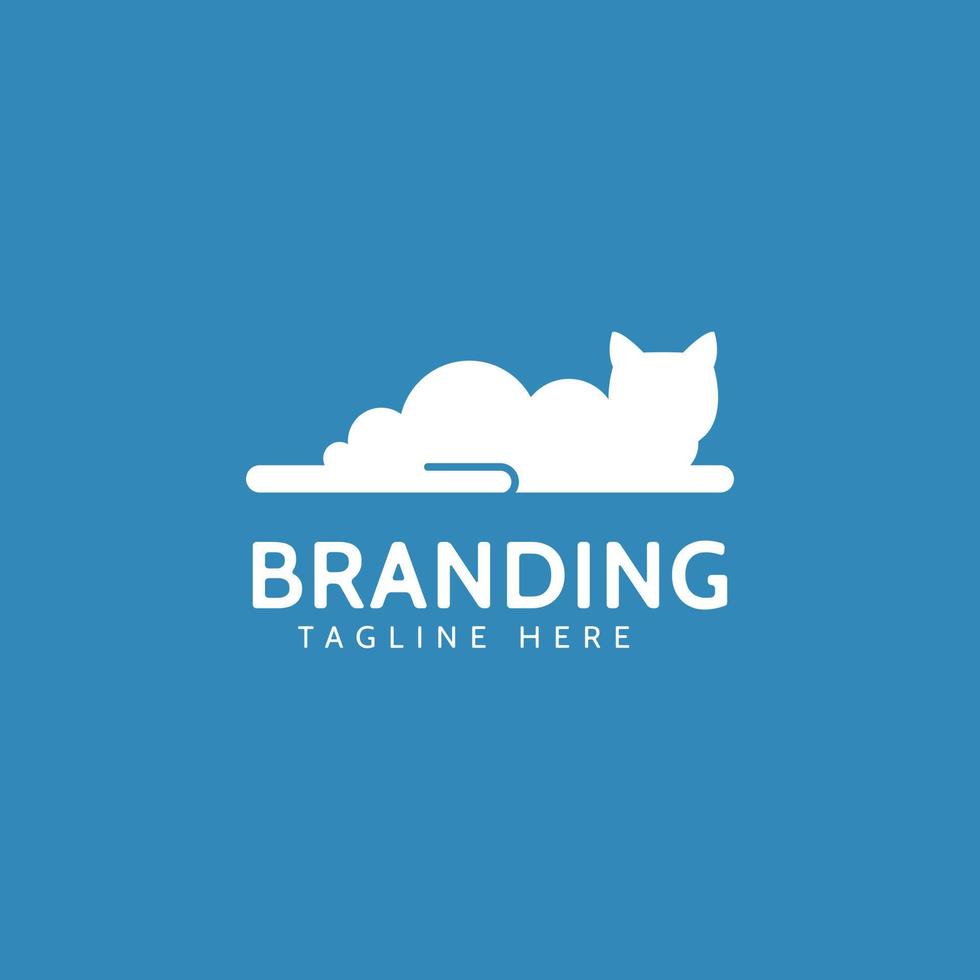 Cat white combine with cloud logo vector