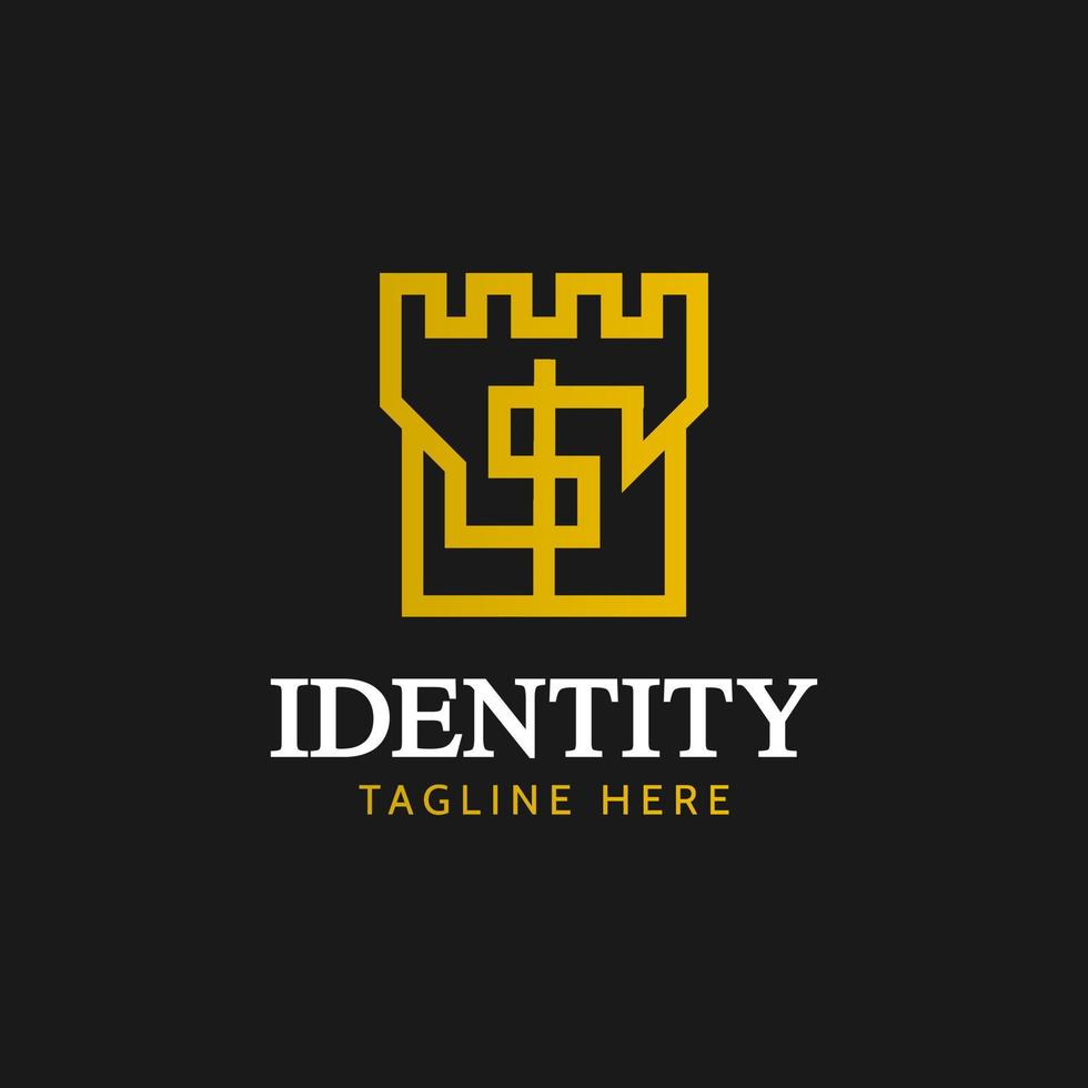 Logo castle combine with dollar for bussiness company vector