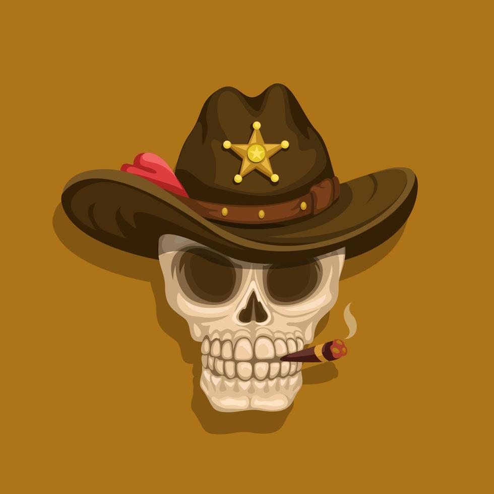 sheriff cráneo mascota vector de dibujos animados