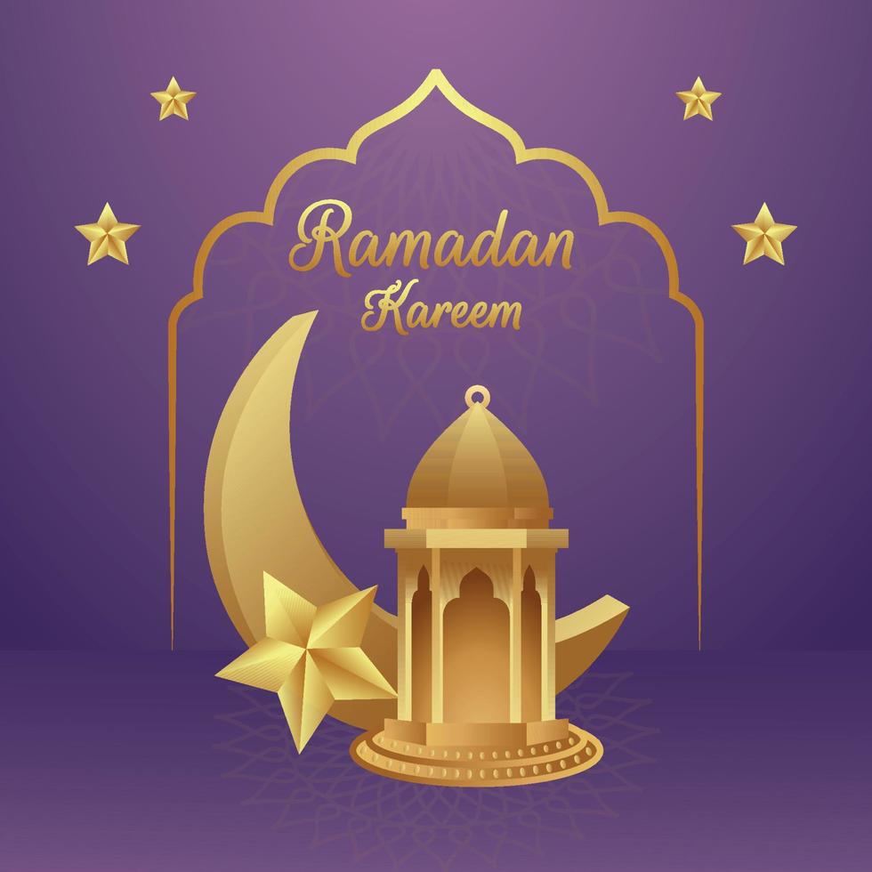 Ramadan Kareem greeting card with Islamic vector