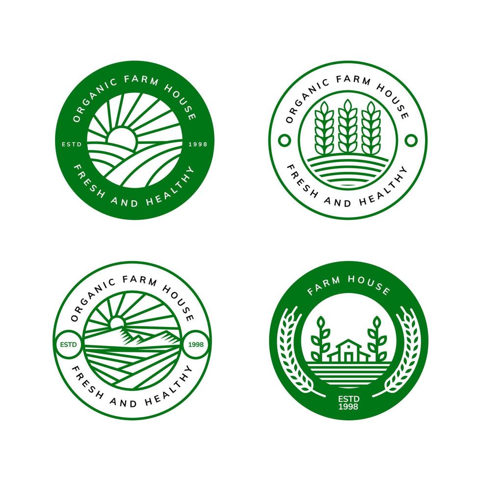 logotipo de granja con diseño de estilo de esquema vector