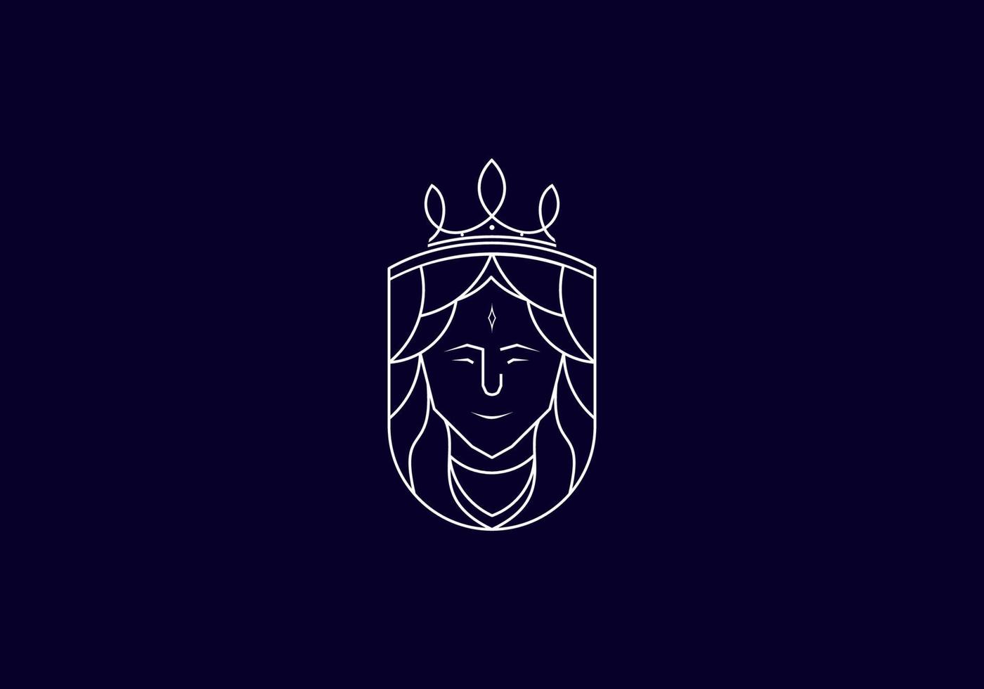 logotipo de concepto de reina de arte lineal vector
