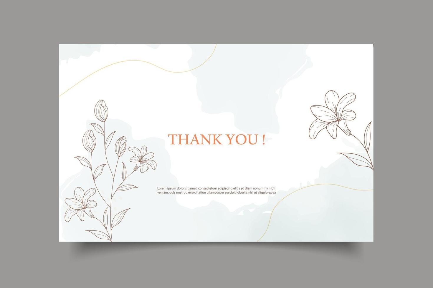 Thank you wedding card template floral design vector