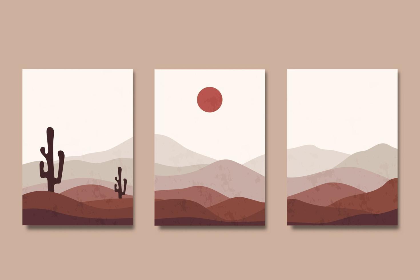 conjunto de montañas abstractas en diseño de carteles estéticos paisajísticos vector