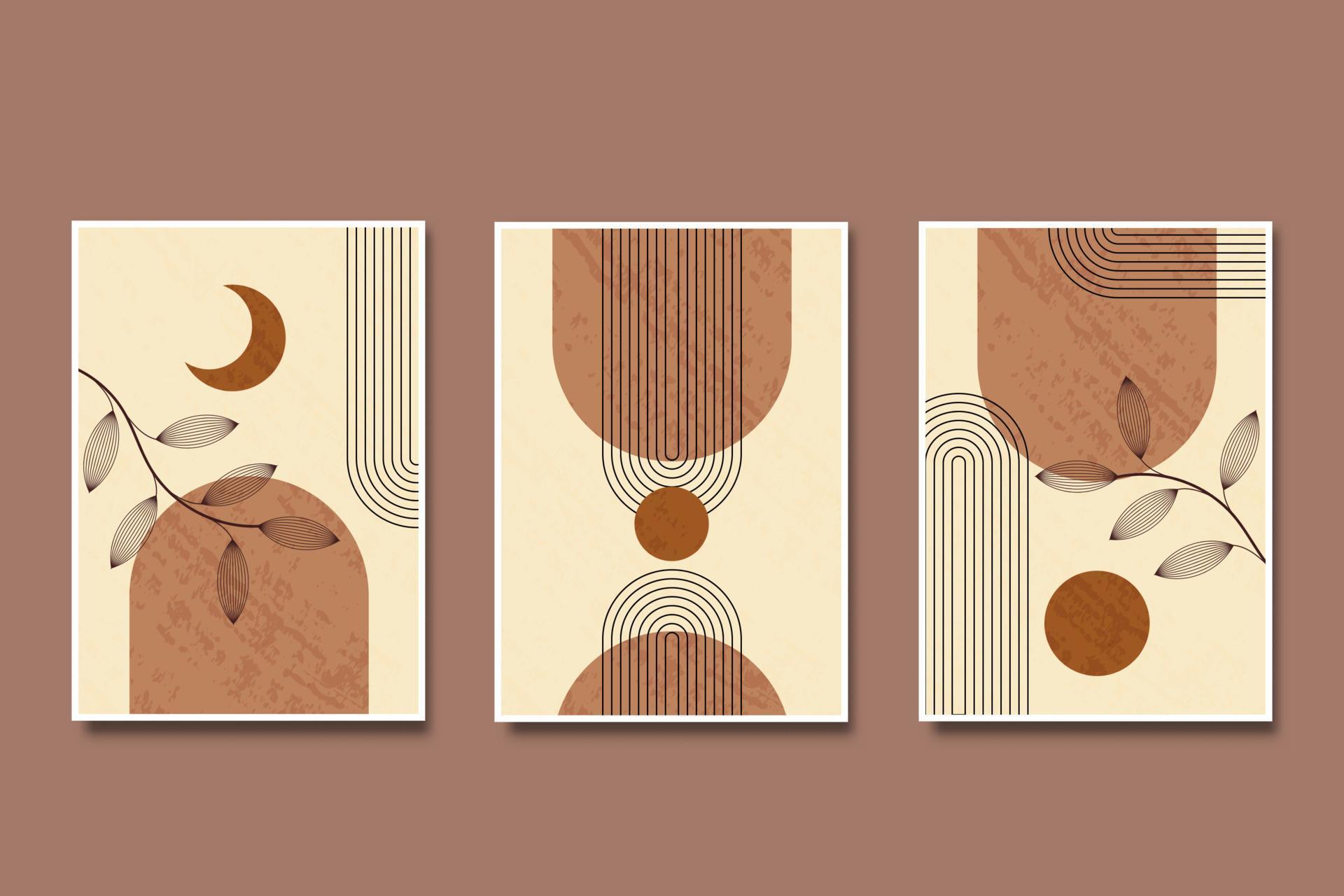 Mid century modern poster minimalist in boho style wall art 7491768