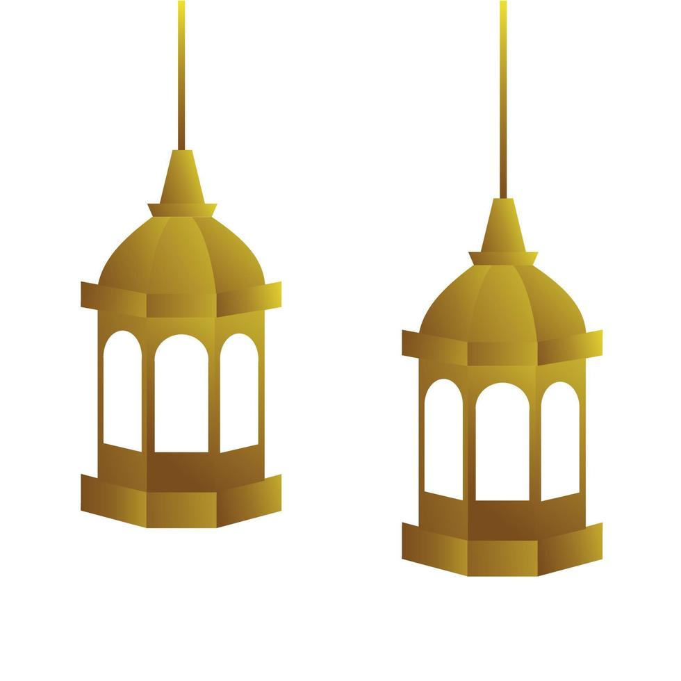 Lantern Vector Design in 3d style with gold color free vector