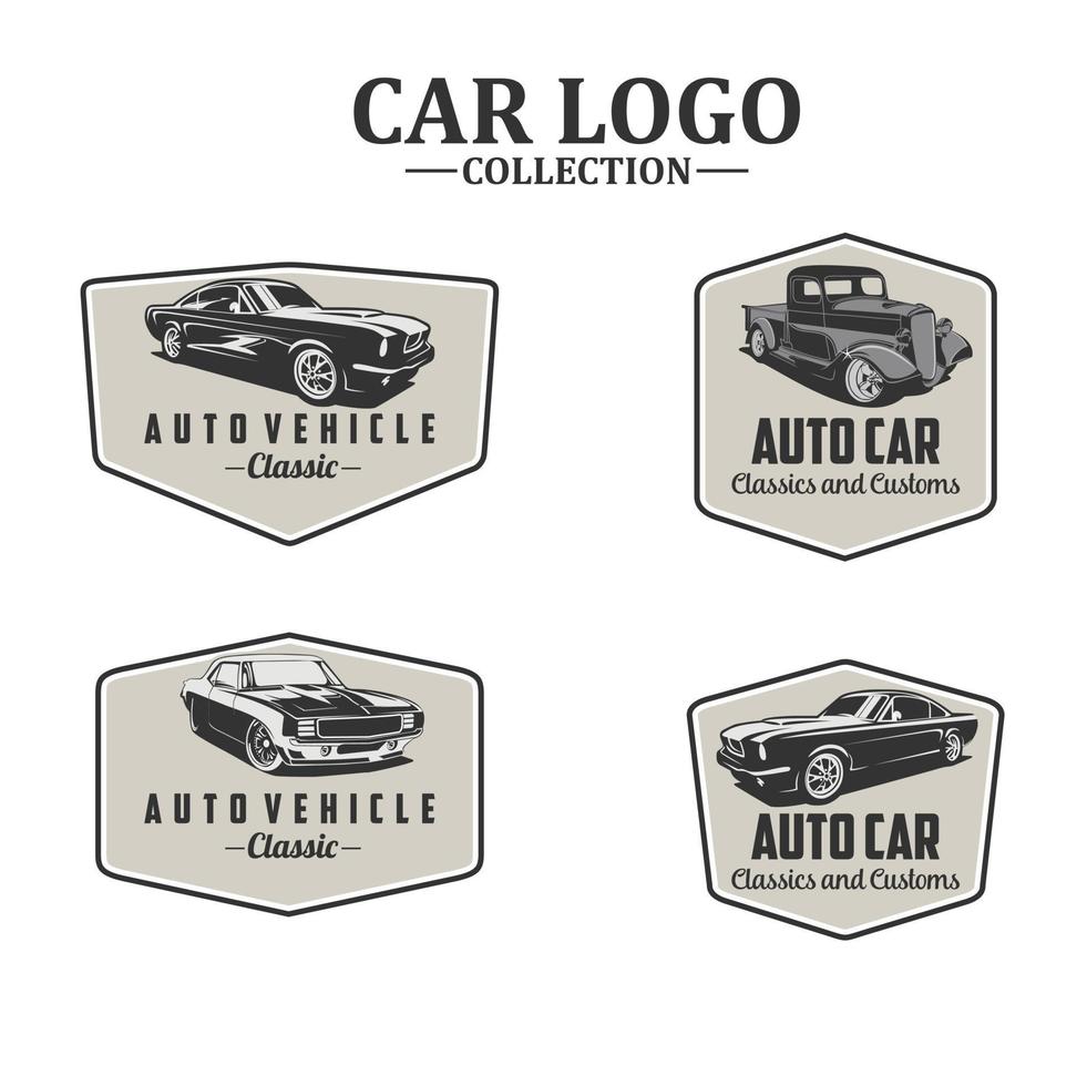 vector de ilustración de conjunto de insignia de logotipo de coche clásico