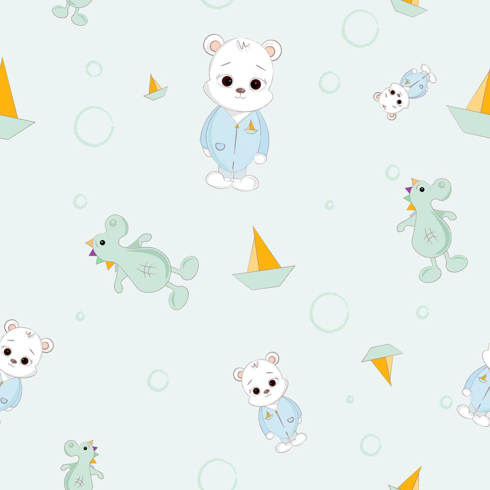 seamless pattern with teddy bear vector