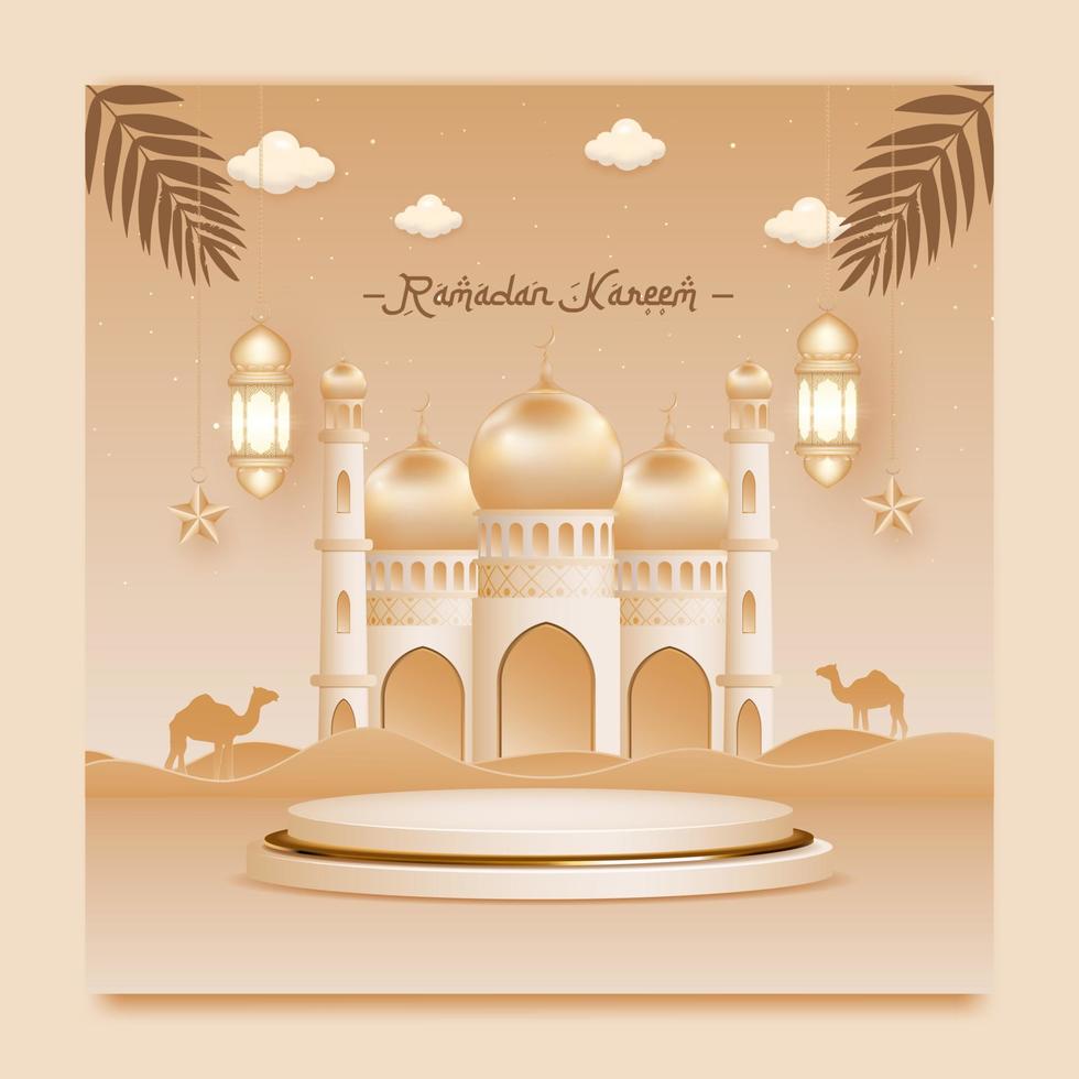 ramadan kareem y plantilla de exhibición de productos islámicos vector