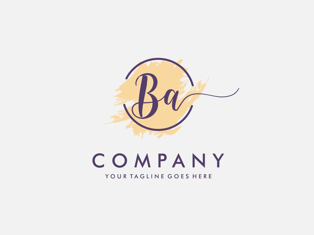 Watercolor logo branding with initial B a , Pink blush, Feminine luxury logo design template - Vector