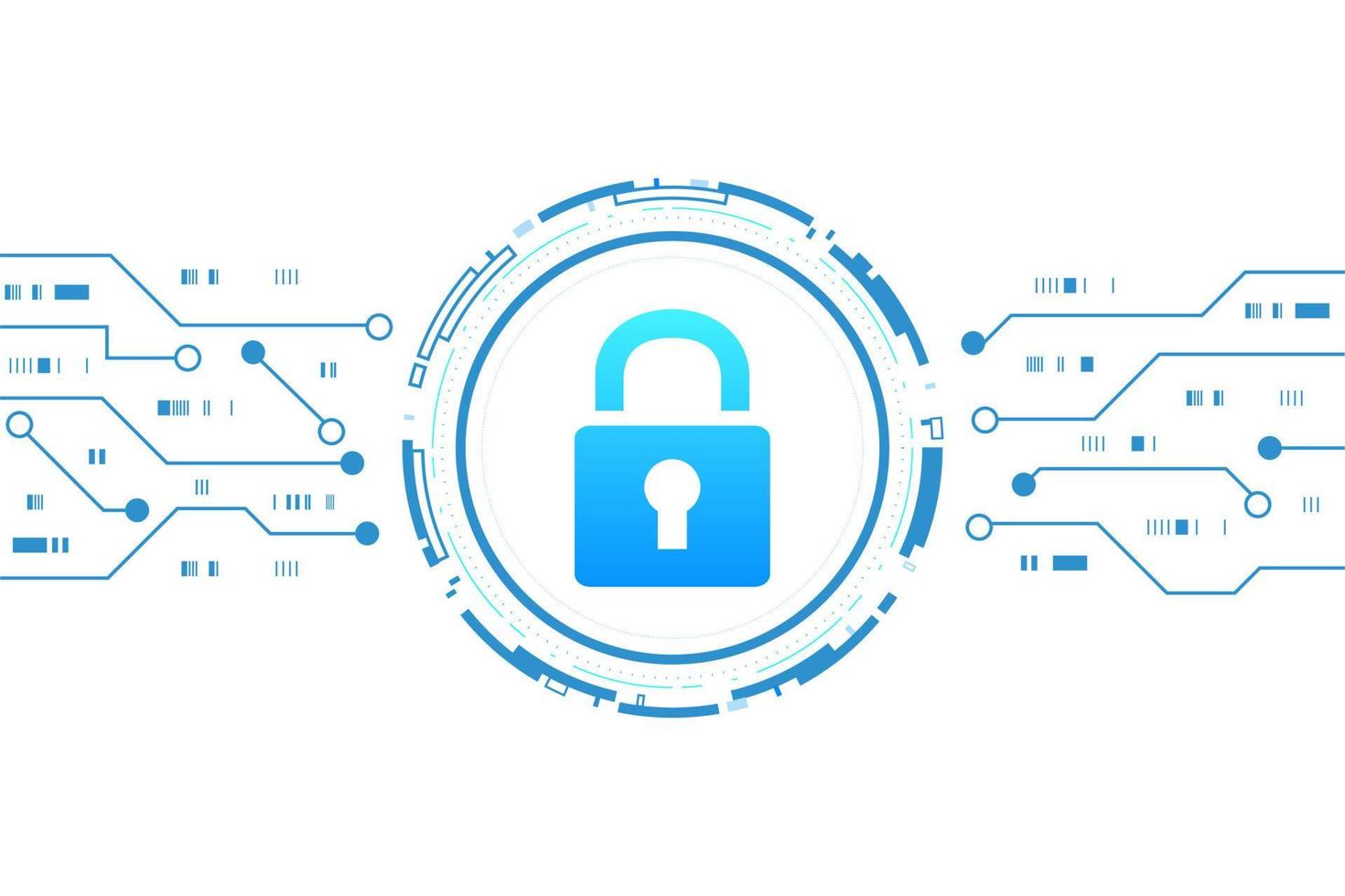 concepto de tecnología de ciberseguridad , escudo con icono de ojo de cerradura en la placa de circuito , datos personales , vector