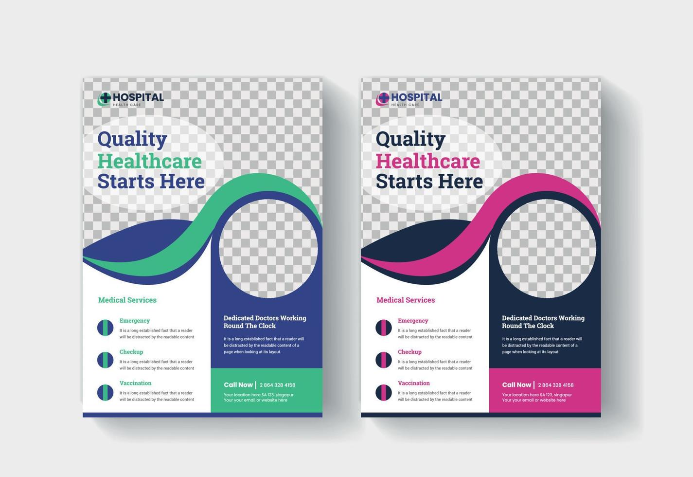 Health care and medical service flyer template vector