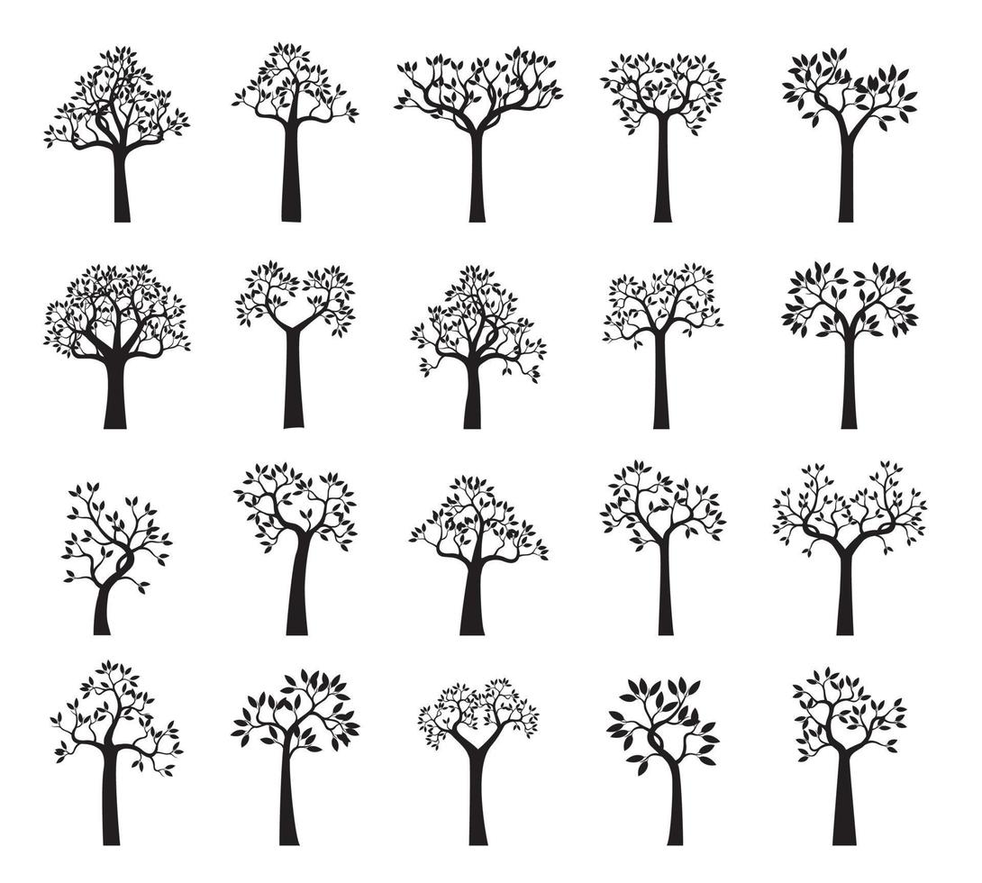 establecer árboles negros. ilustración vectorial vector