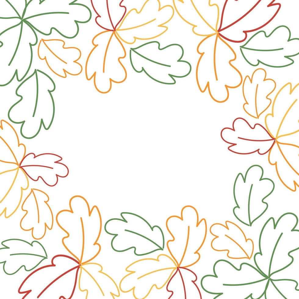 Abstract rectangular frame made of leaves of different colors in trendy shades. Great for lettering. vector
