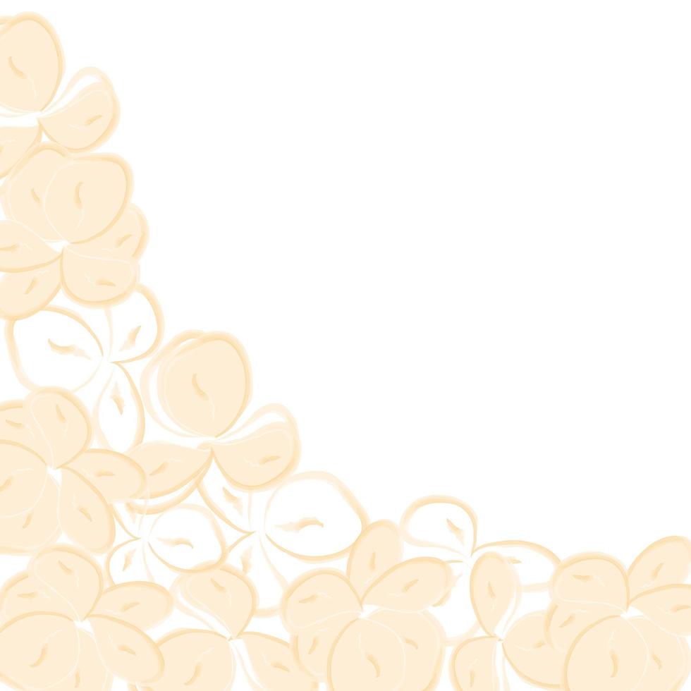 Corner frame template made of flower in pale sand color watercolor. Great for a wedding card. vector