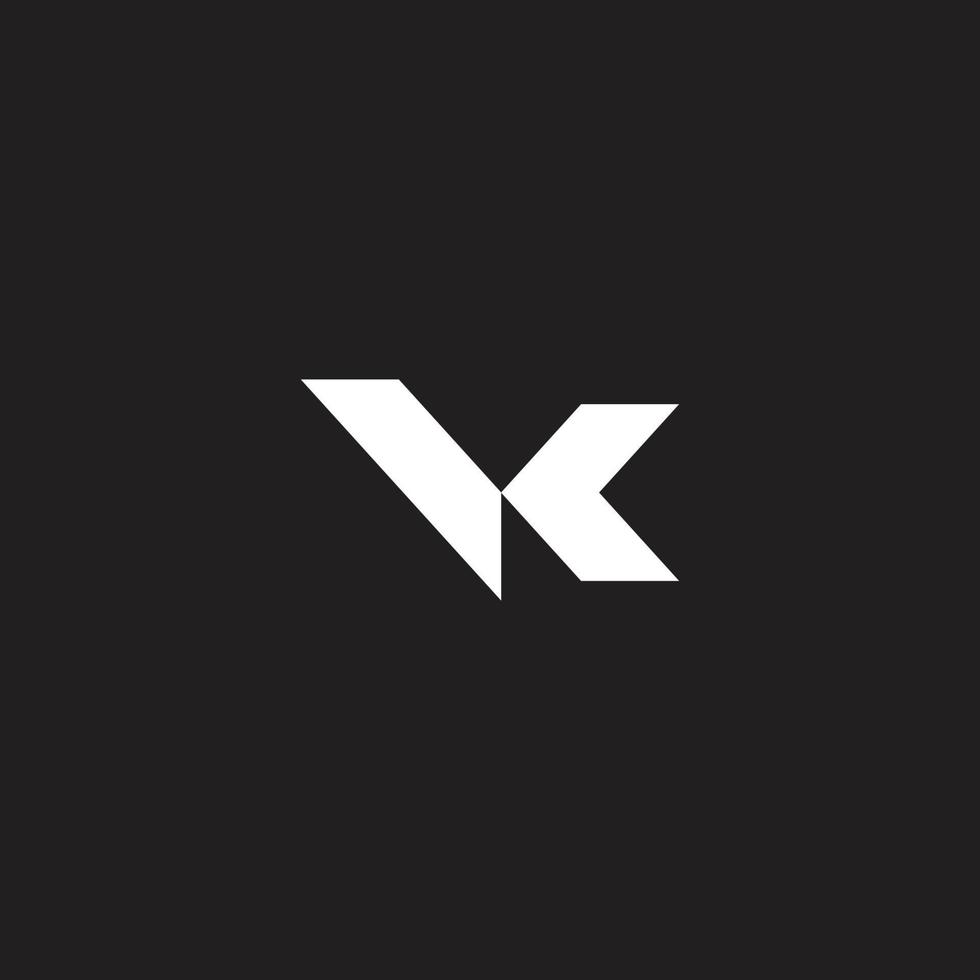 letter vk simple linked geometric arrow logo vector