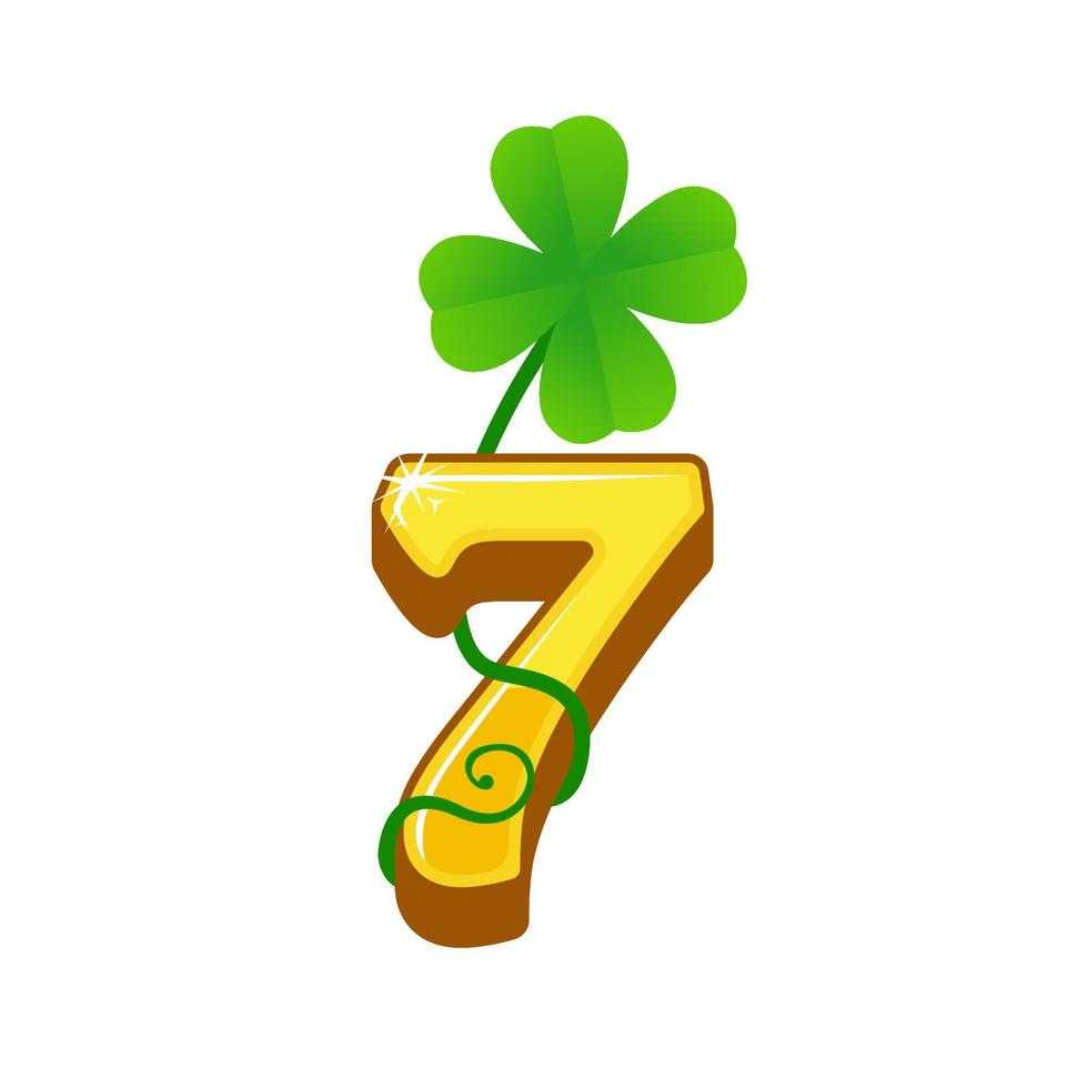 7 lucky numbers with clover vector