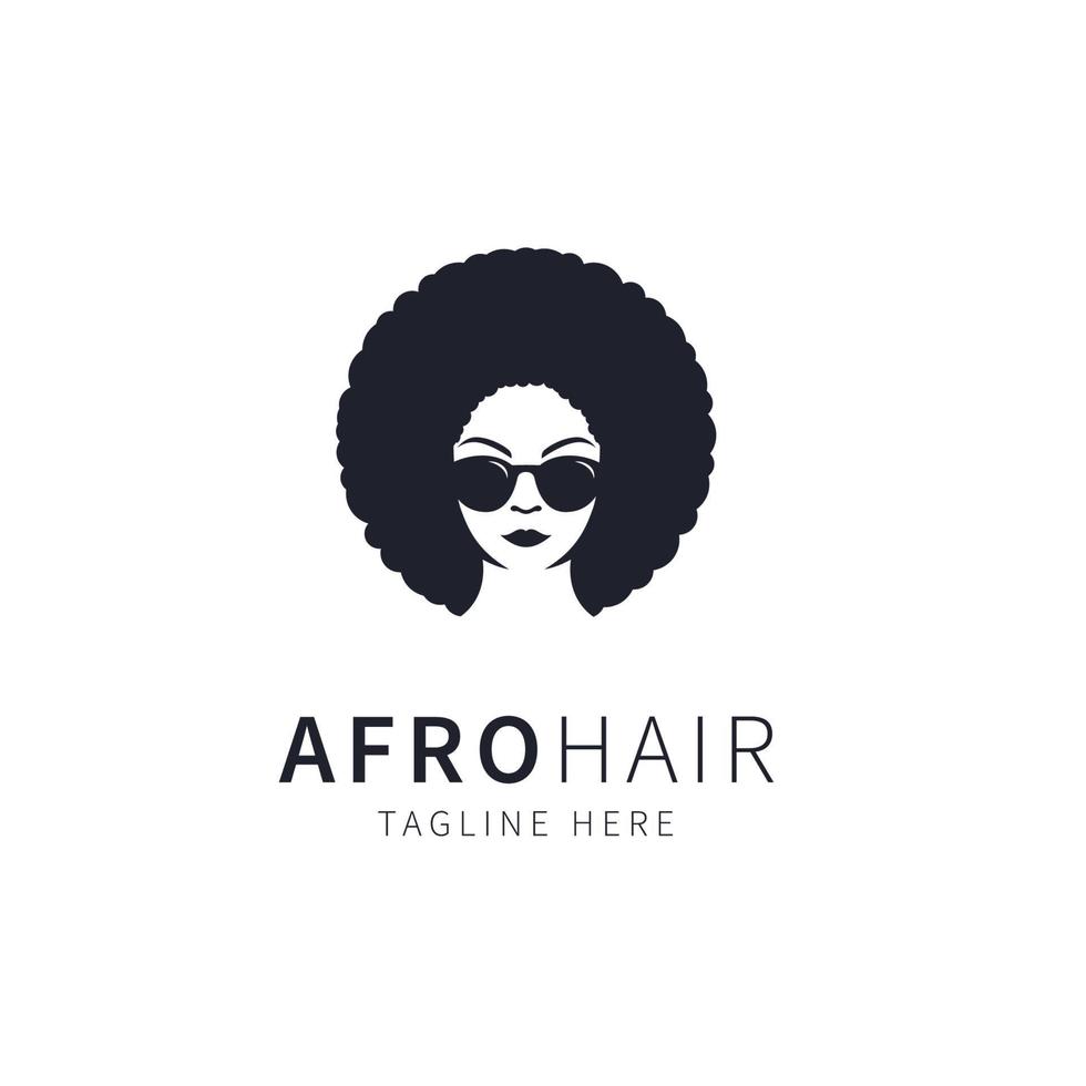 Beauty woman logo illustration with afro hair vector