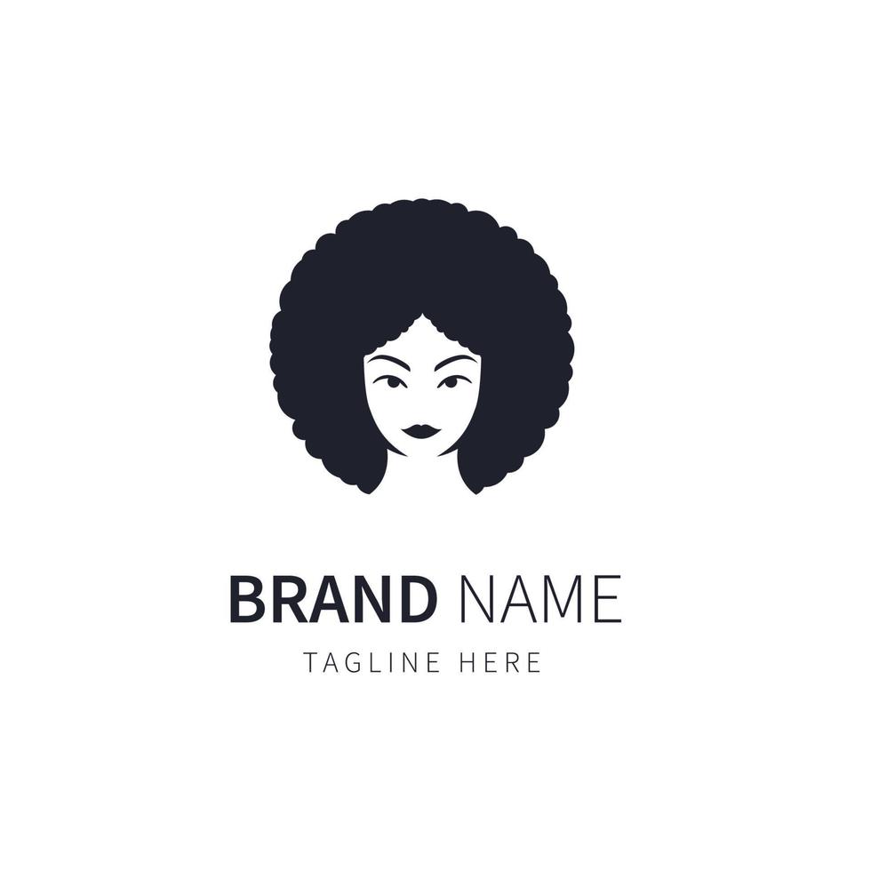 ilustración de logotipo de mujer con cabello afro vector