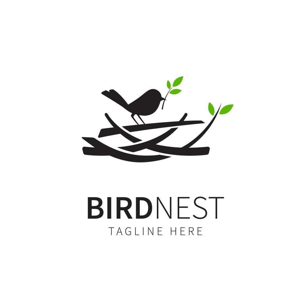 nest illustration bird and leaf. birdhouse symbol logo Vector