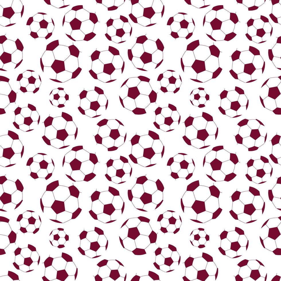 Football pattern. Seamless white background with red soccer balls. Vector repeating illustration for sport designs, textile