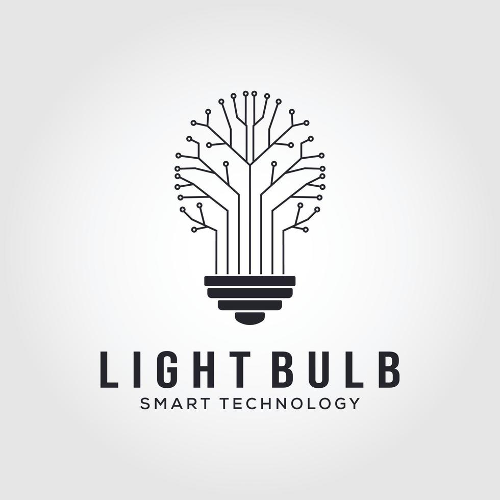 tecnología de bombillas en diseño de logotipo de circuito, icono de tecnología de luz eléctrica vector