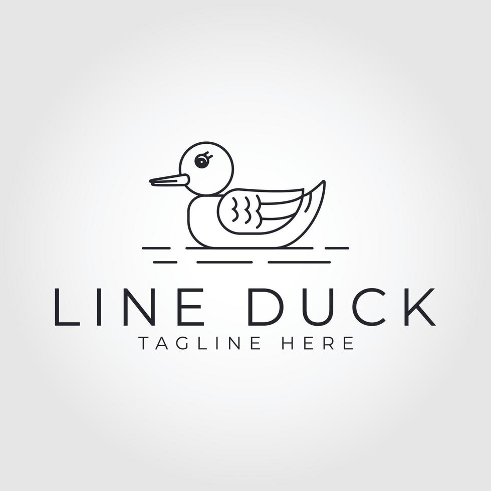 minimal and simple line duck logo vector icon design