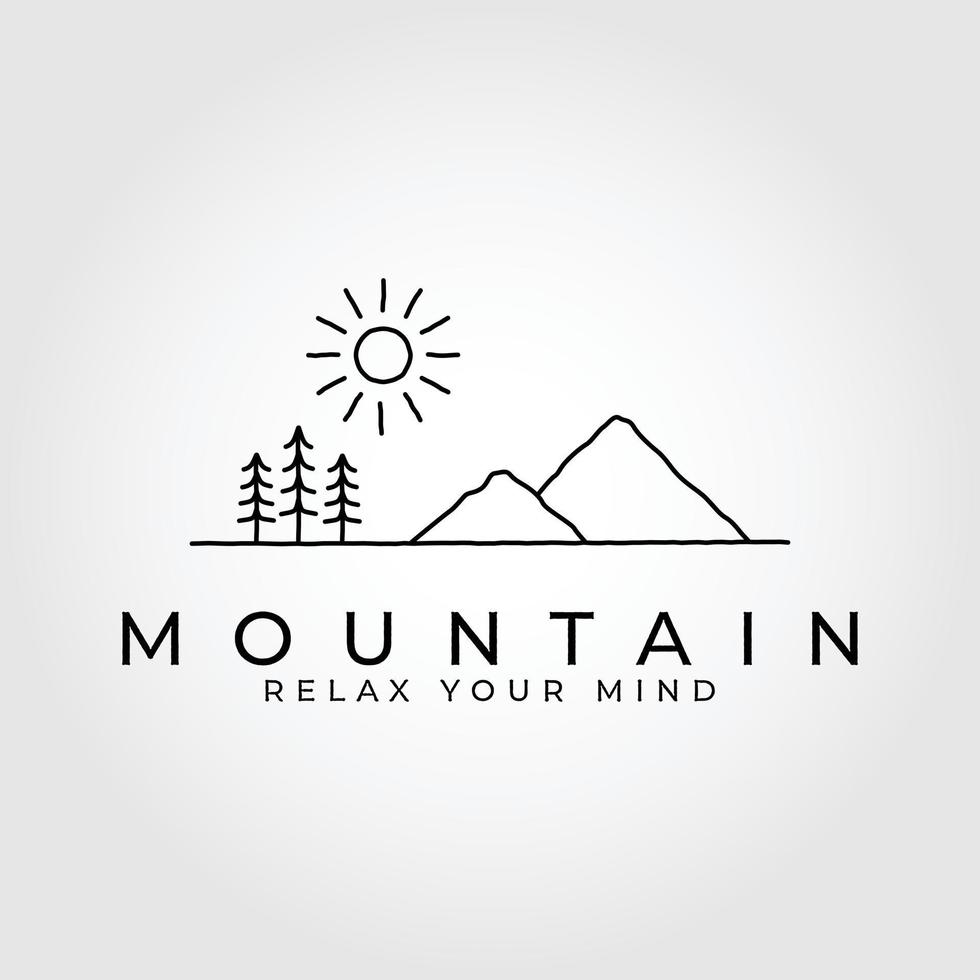 ilustración de vector de logotipo minimalista de arte de línea de montaña abstracto simple