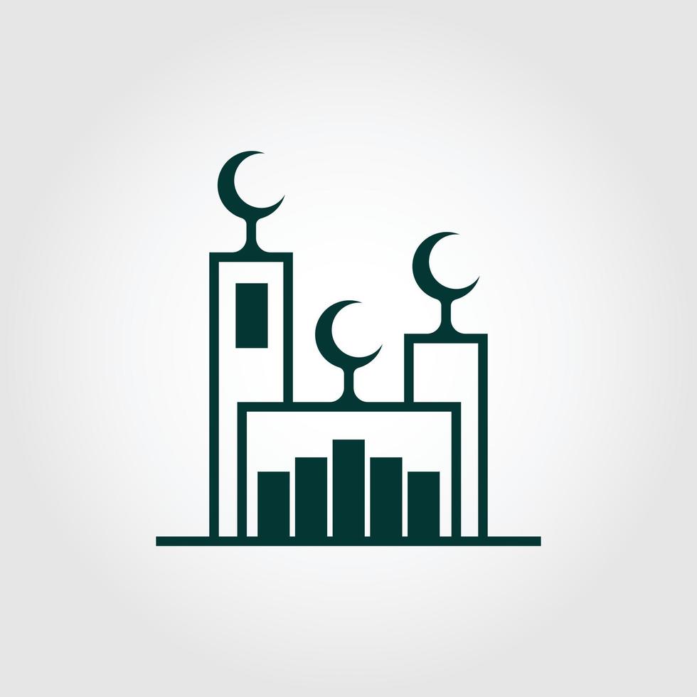 diseño de ilustración de icono de lujo simple de vector de logotipo de edificio de mezquita