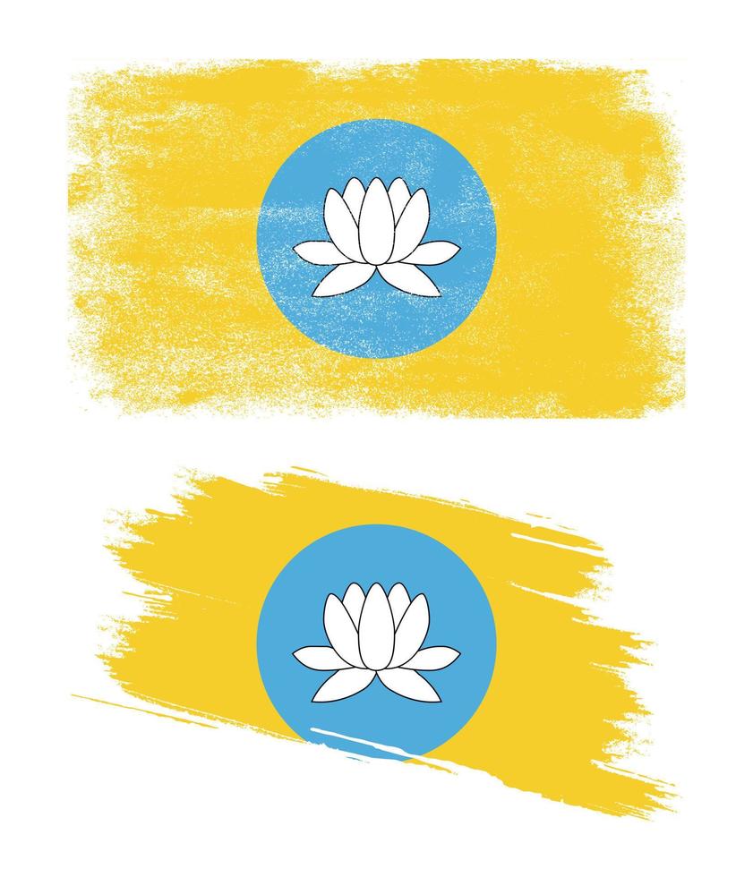 Kalmykia flag with grunge texture vector