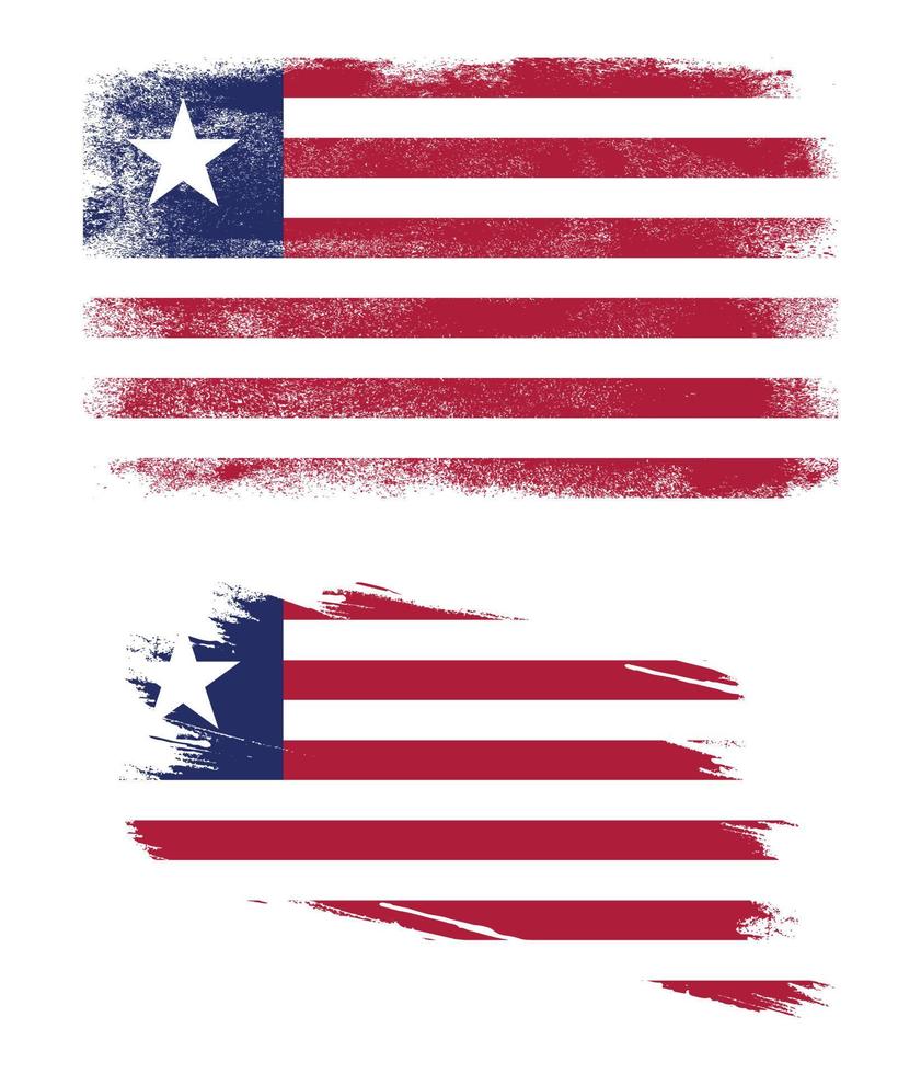 Liberia flag with grunge texture vector