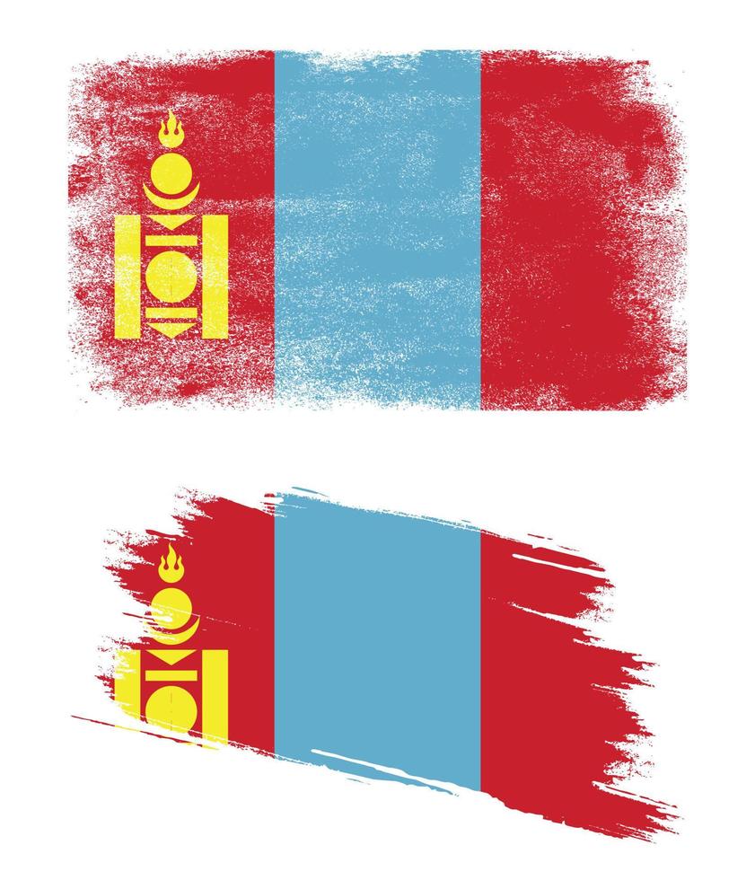bandera de mongolia con textura grunge vector