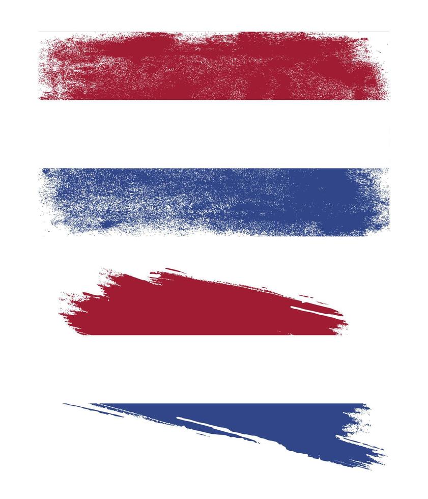 bandera holandesa con textura grunge vector