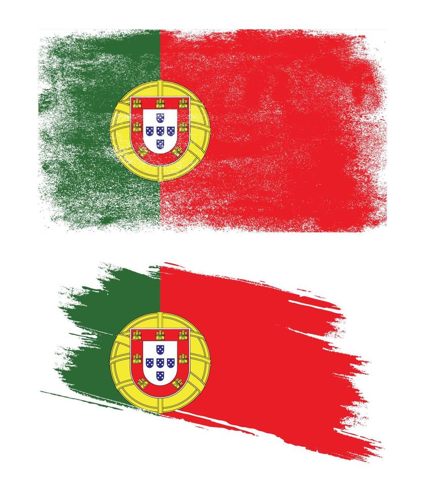 bandera de portugal con textura grunge vector