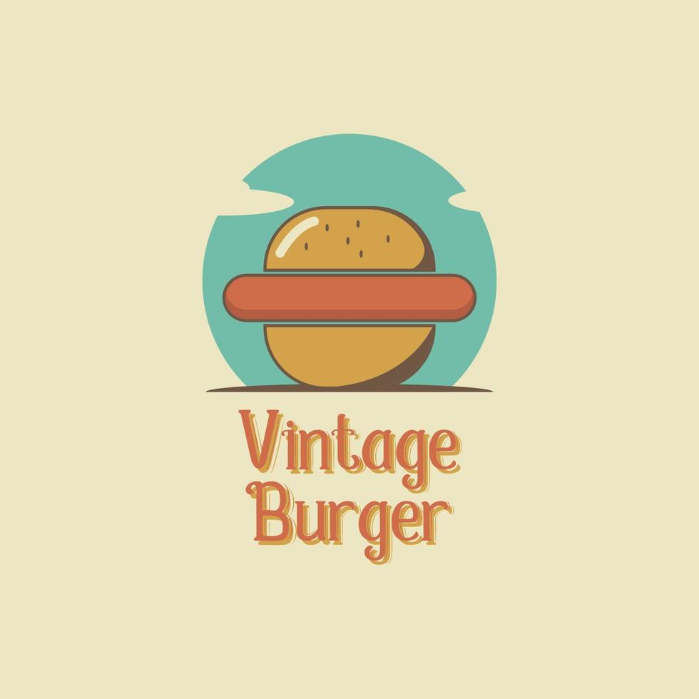 plantilla de logotipo de hamburguesa vintage para negocios de comida rápida. inspiración del logotipo antiguo. ilustración vectorial vector