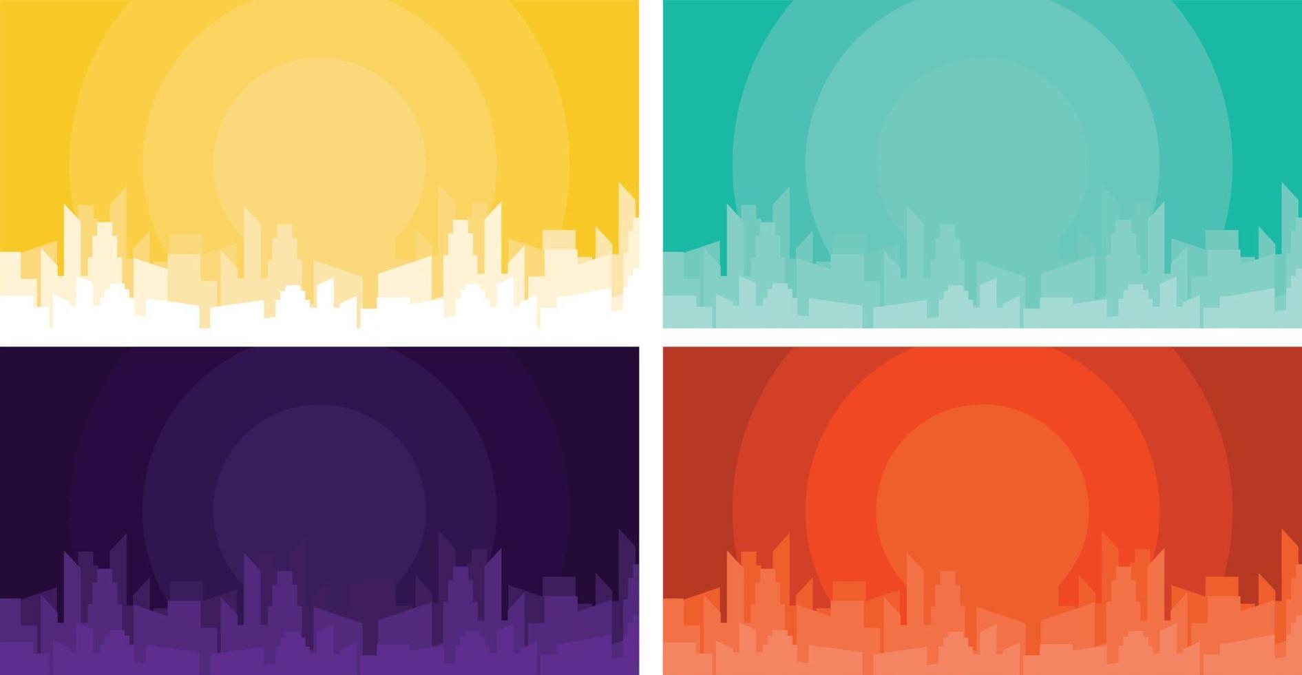 vector illustration of flat design city background with dark color