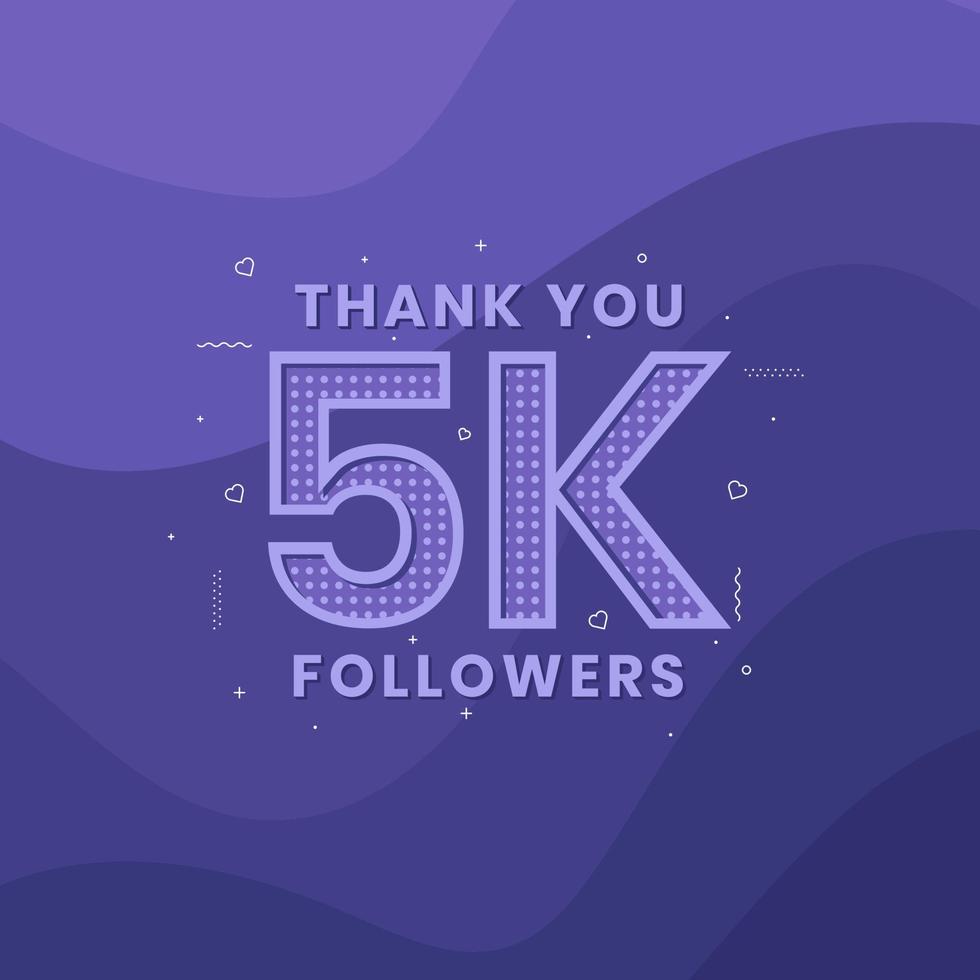 Thank you 5K followers, Greeting card template for social networks. vector