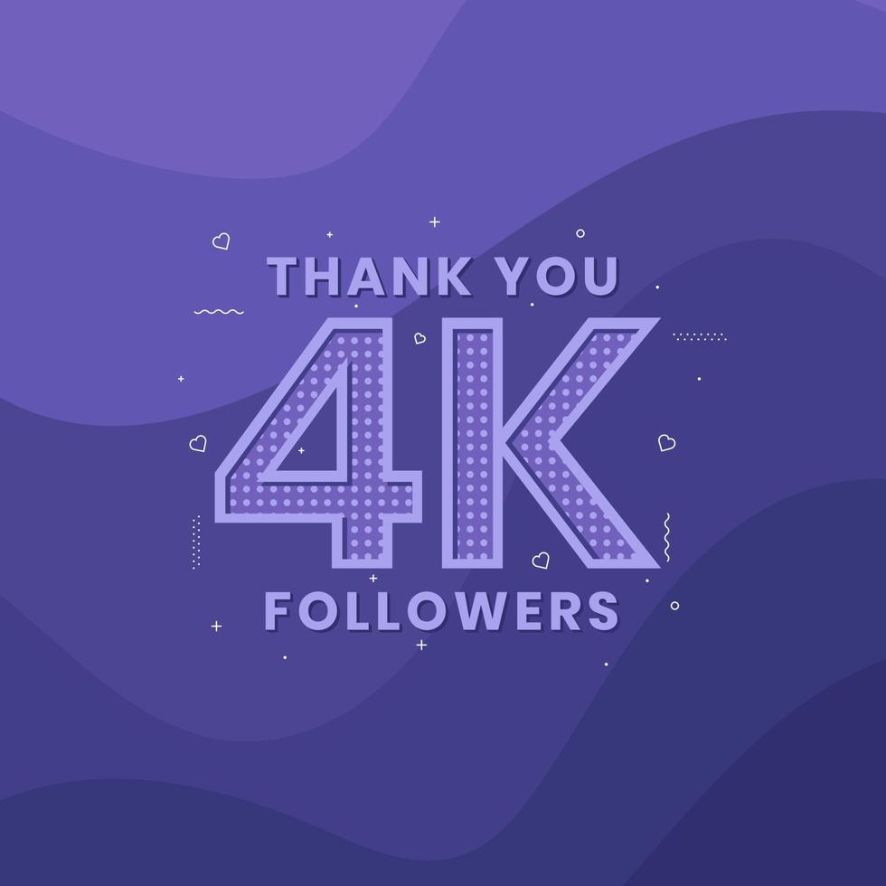 Thank you 4K followers, Greeting card template for social networks. vector