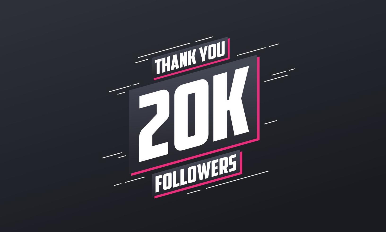 Thank you 20K followers, Greeting card template for social networks. vector