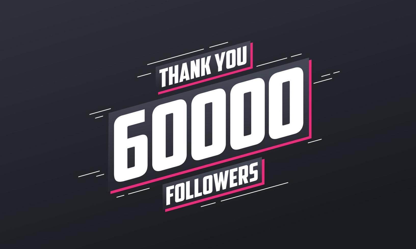 Thank you 60000 followers, Greeting card template for social networks. vector