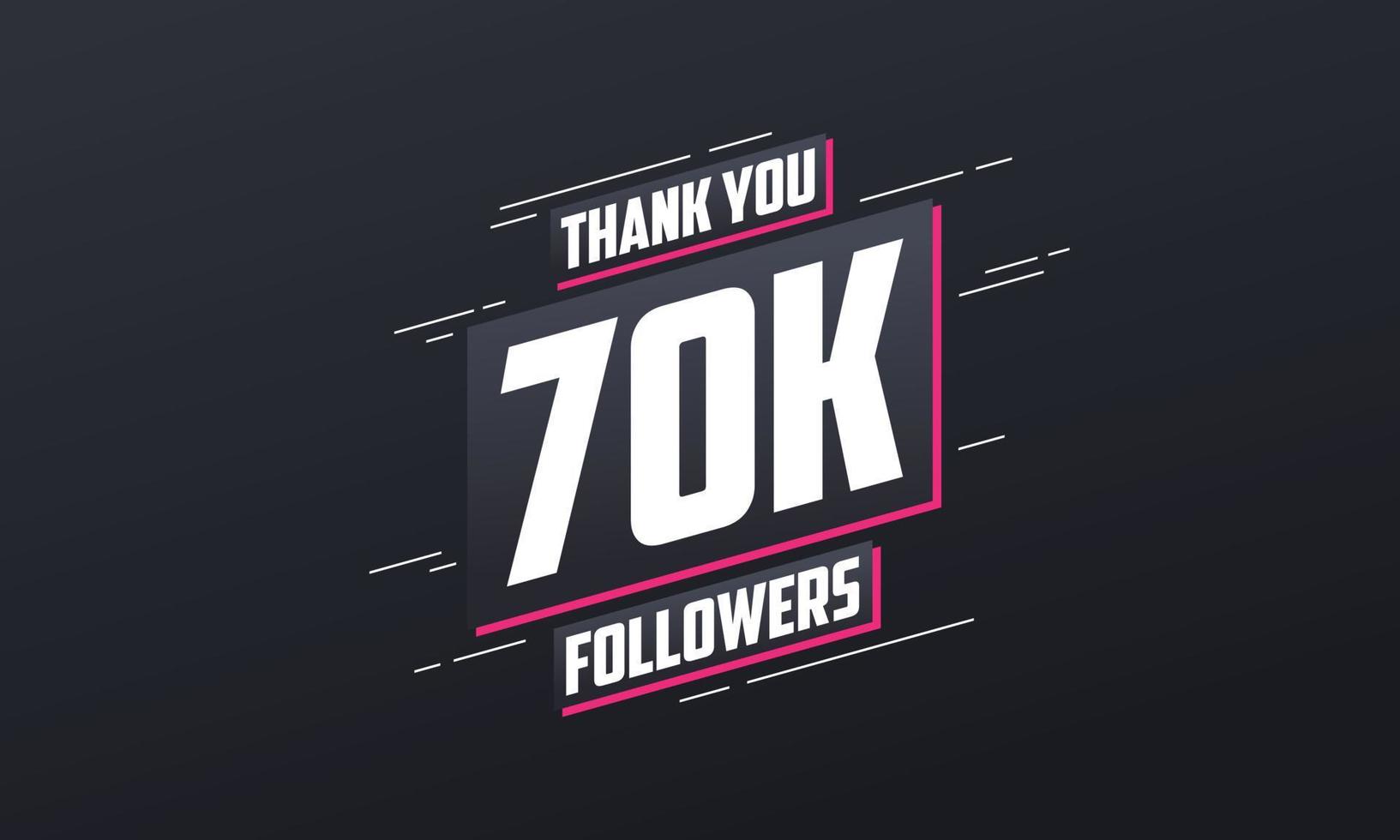 Thank you 70K followers, Greeting card template for social networks. vector